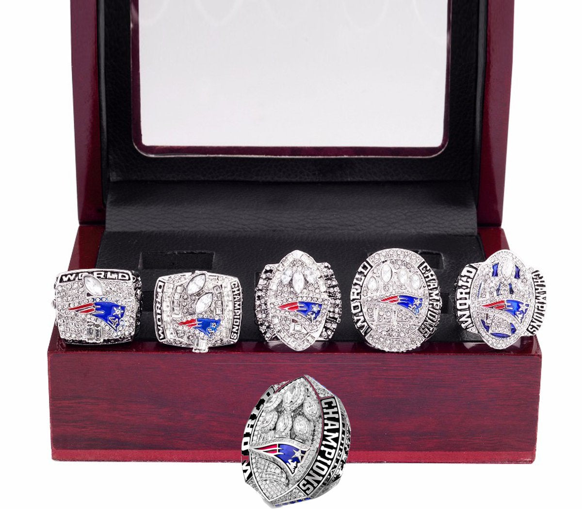 New England Patriots Superbowl Ring Set (2002, 2004, 2005, 2015, 2017, 2019) - Brady