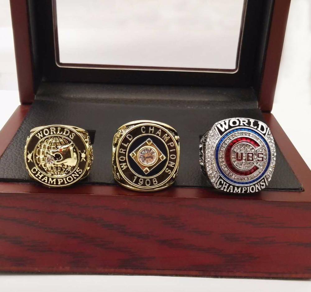 Chicago Cubs World Series Rings (1907, 1908, 2016) Set